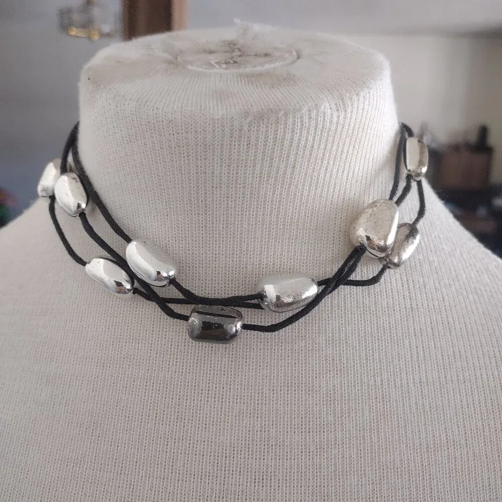 Avon Multistrand Corded Necklace Silver Tone - Picture 2 of 11